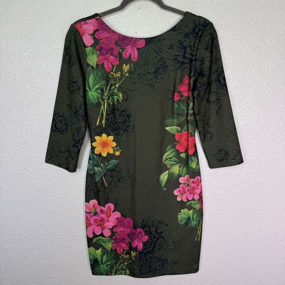 Desigual Dress Womens Small Floral Sheath Bodycon Art Botanical Career Office S - Picture 1 of 10
